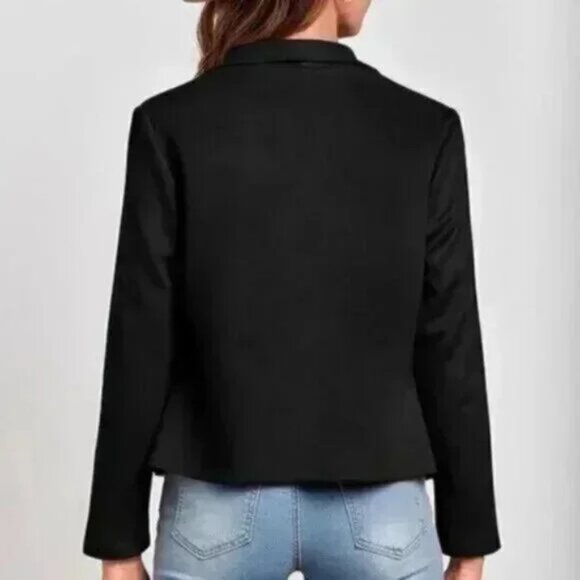 NEW Black Jacket Fall / Winter Fashion Clothes Size XL Extra Large Cropped Coat - Picture 6 of 6